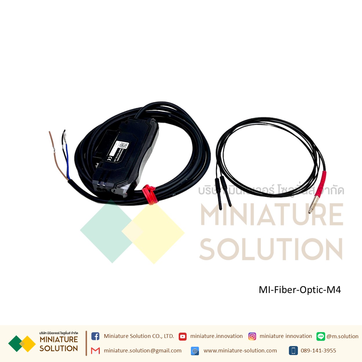 BERM เซนเซอร์ออปติคอล fiber optic sensor amplifier probe M3M4M6 หัวตรง M4 Diffuse Reflective Sensor พร้อมใช้งาน