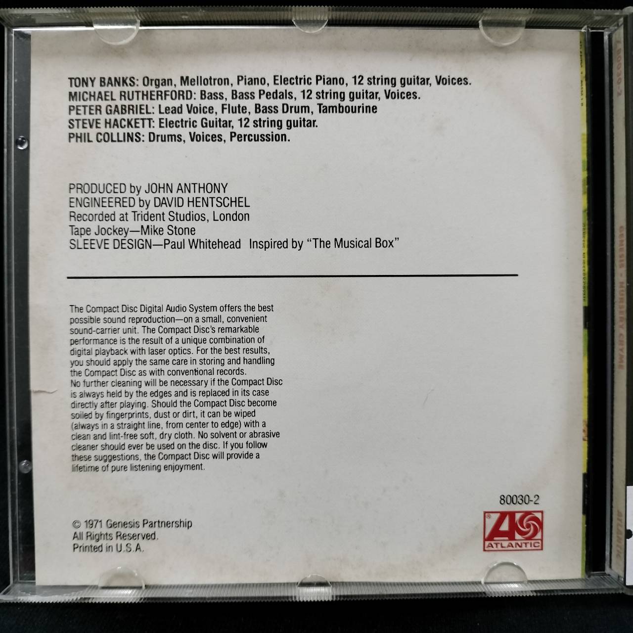 Genesis – Nursery Cryme / USA / ปกในมีคราบเก่าเก็บ / แผ่นดี