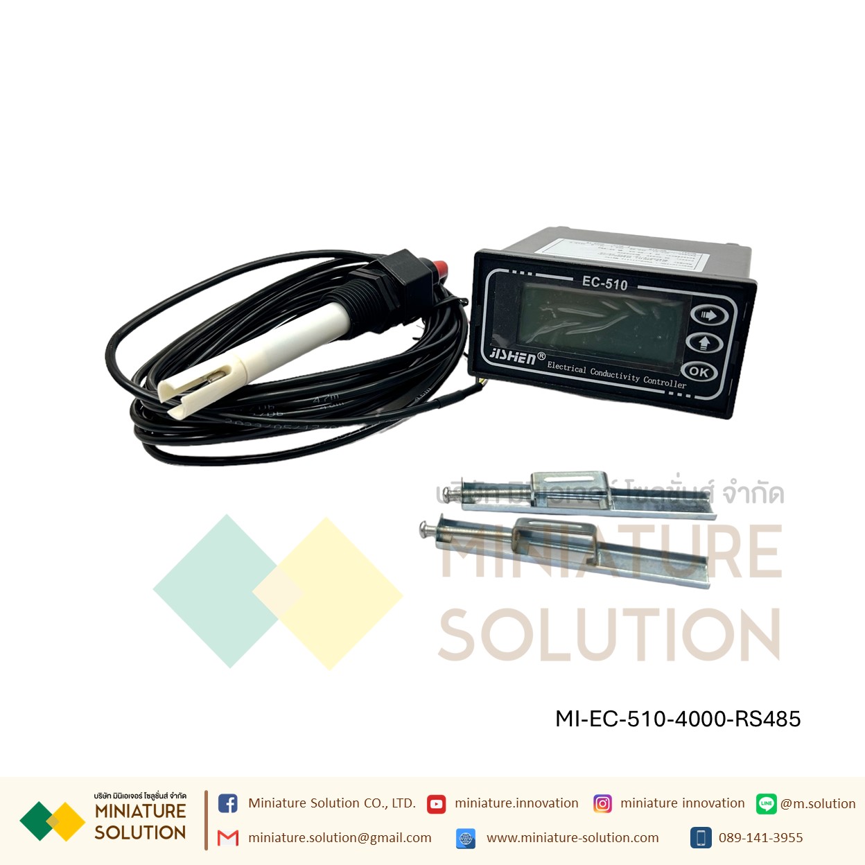 EC Controller รุ่น EC-510 ยี่ห้อ JISHEN EC Meter EC Monitor ABS-1.0 plug-in electrode + 4000uS รองรับ Analog 4-20mA และ RS485 Modbus RTU