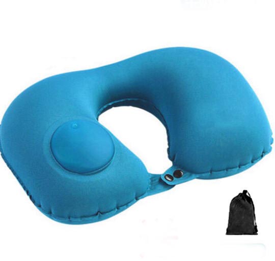 หมอนรองคอแบบพกพา+ถุงผ้า,หมอนรองคอ,หมอนรองคอปั๊มลมในตัว,หมอนลมมีปั๊มในตัว,หมอนลมพกพา,หมอนรองคอปั๊มลม,หมอนรองคอปั้มลมด้วยมือ