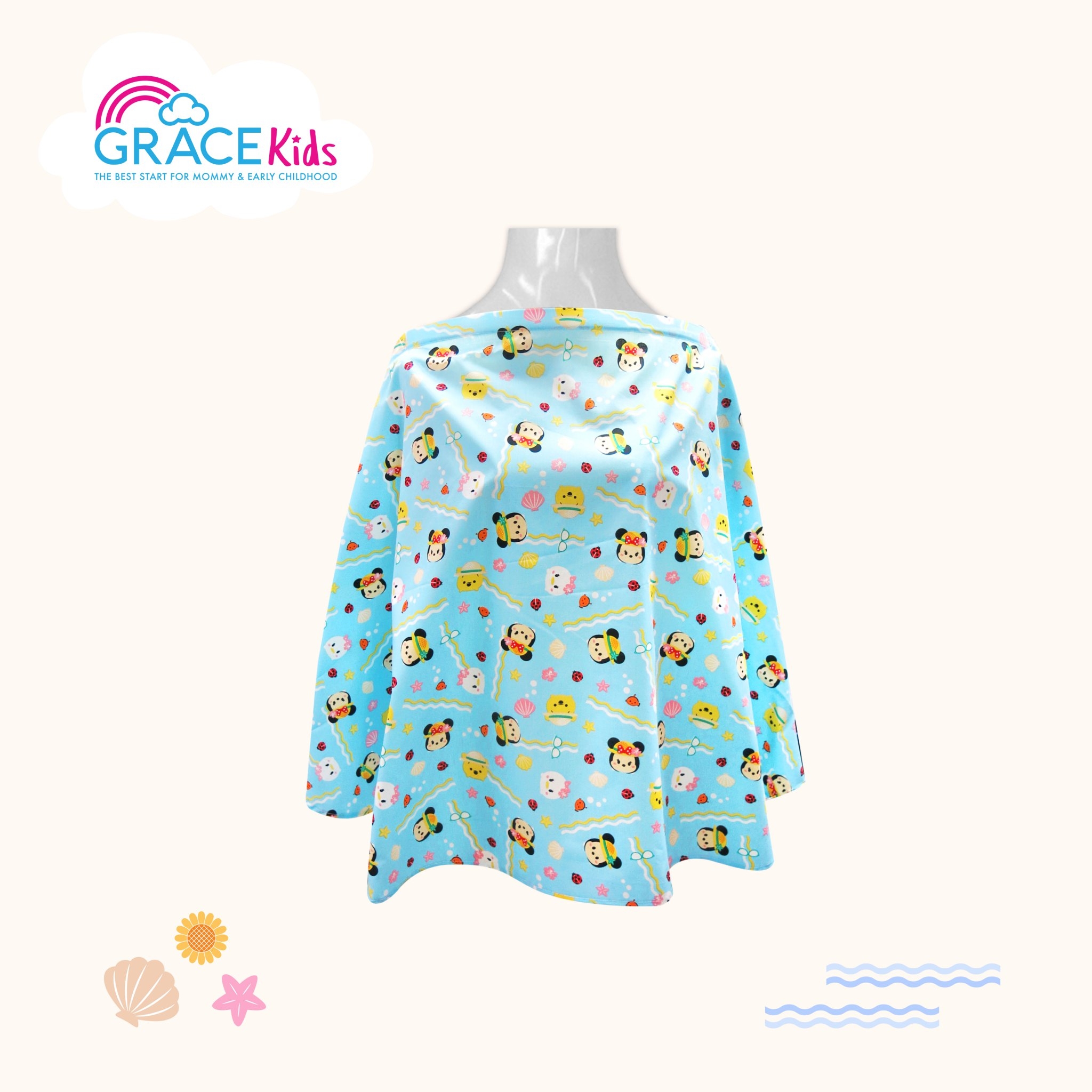 GraceKids x Disney ผ้าคลุมให้นม TsumTsum Summer Pastel (Blue)