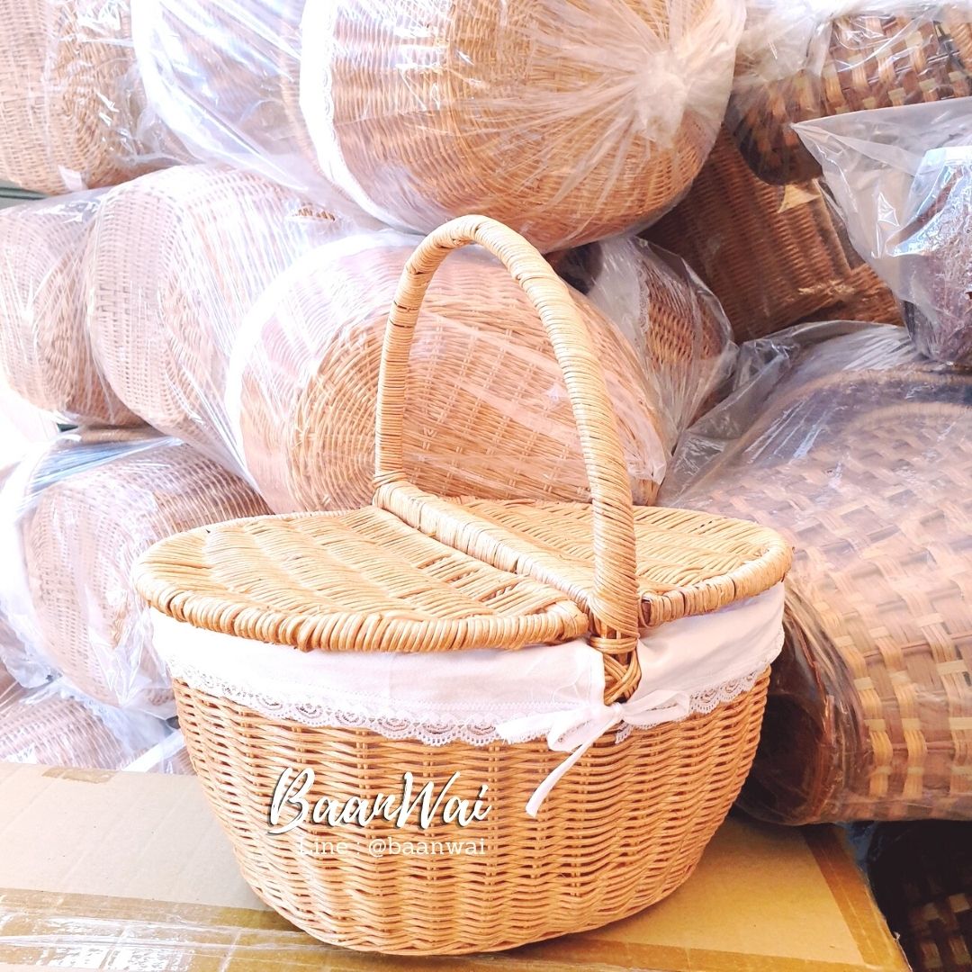 ตะกร้าปิคนิค ตะกร้าทรงรี ตะกร้าสาน ตะกร้าหวาย