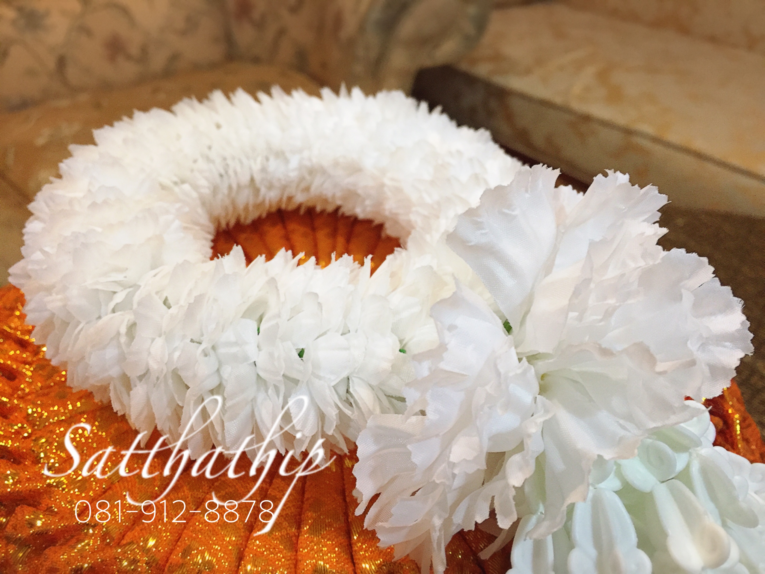 พวงมาลัยผ้า ดอกมะลิ สีขาว - Fabric garland - Jasmine garland