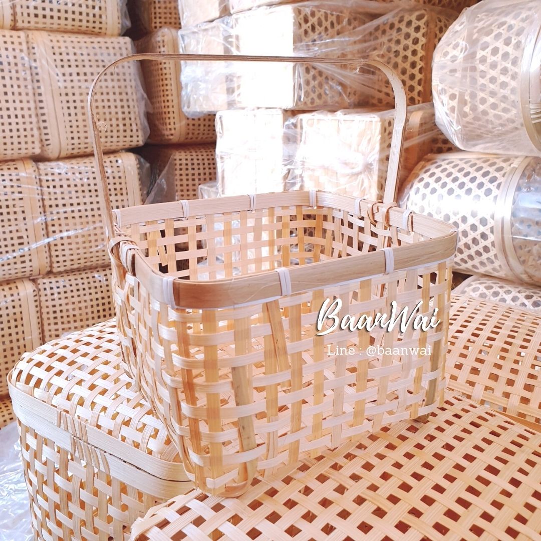 ตะกร้า ตะกร้าไม้ไผ่ ตะกร้าสาน ตะกร้าอเนกประสงค์ ทรงเหลี่ยม