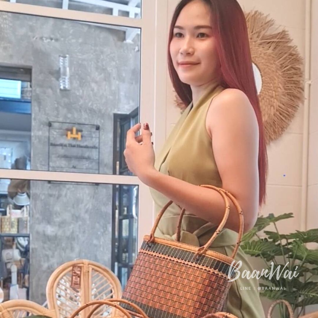 กระเป๋าไม้ไผ่ งานสานละเอียดมาก