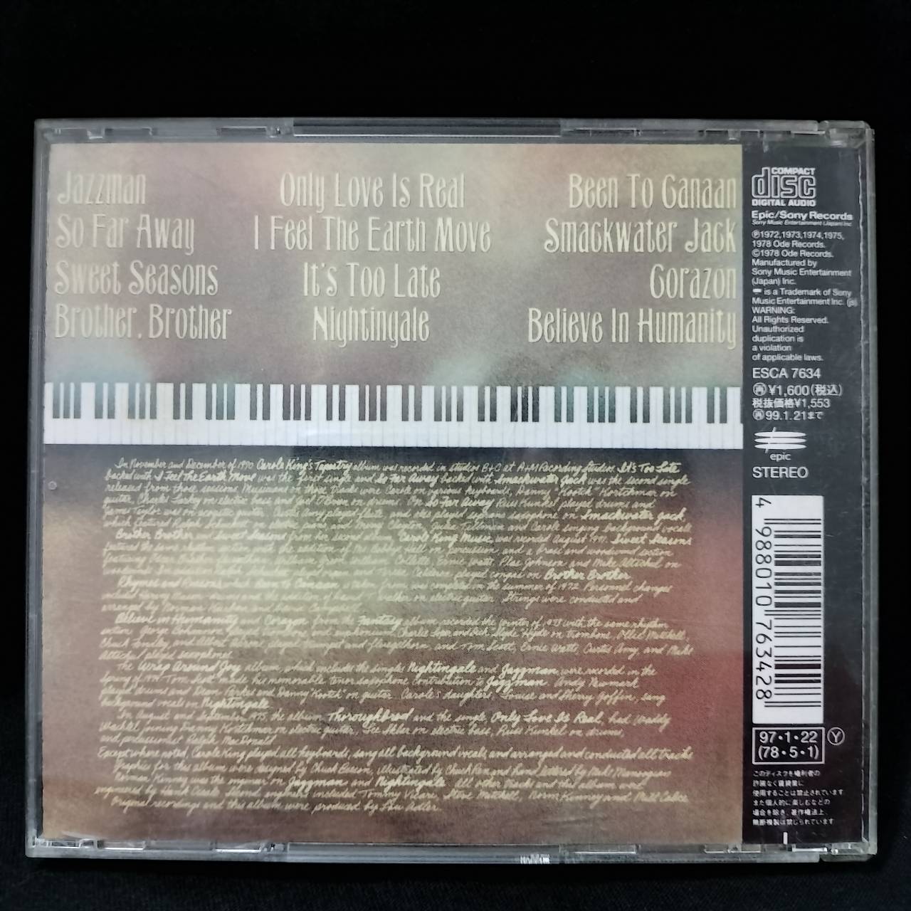 Carole King – Her Greatest Hits - Songs Of Long Ago / JAPAN / เป็นรอยเล็กน้อย