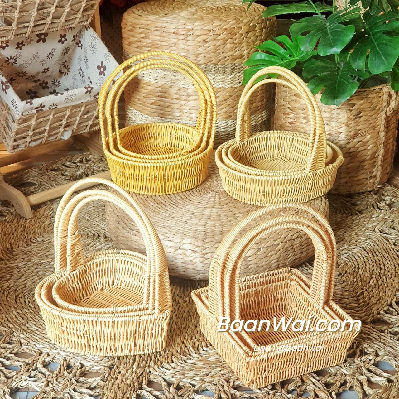 กระเช้าหวายเทียม ทรงเหลี่ยม