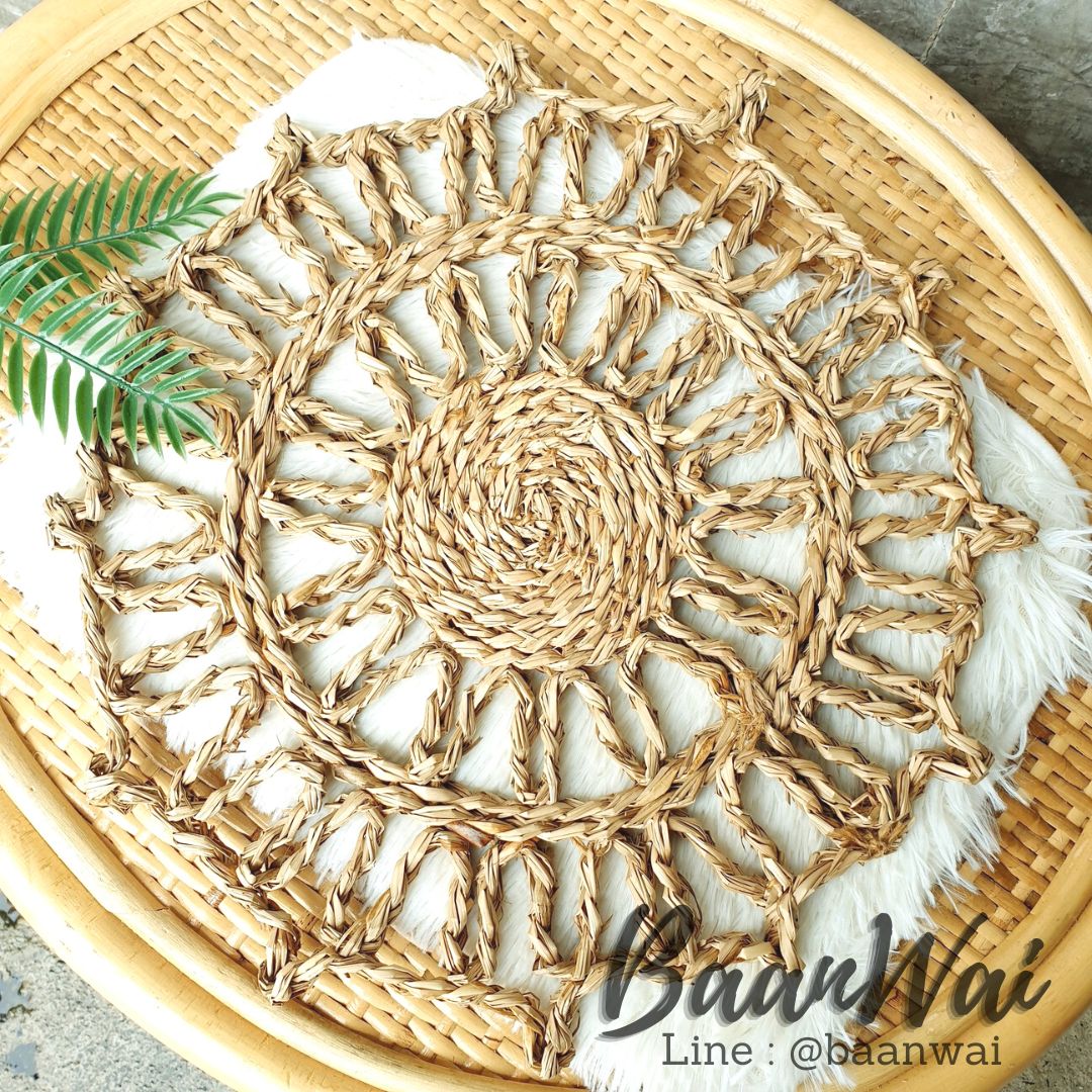 แผ่นตกแต่งผนังฟางหญ้า ทรงกลม แผ่นรองจาน