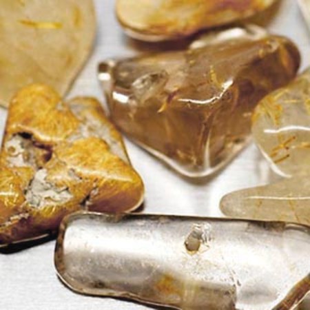 ไหมทองพลอยก้อน (Rutitated Quartz) 33.15 กะรัต 10 ชิ้น