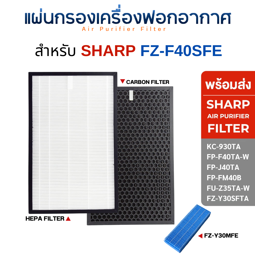 แผ่นกรองอากาศ SHARP FZ-F40SFE สำหรับเครื่องฟอก FP-F40TA, FP-FM40B-B, FP-J40TA-W, FP-JM40B-B