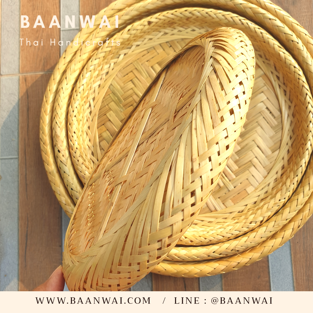 กระจาดกลม ถาดไม้ไผ่ ทรงกลม