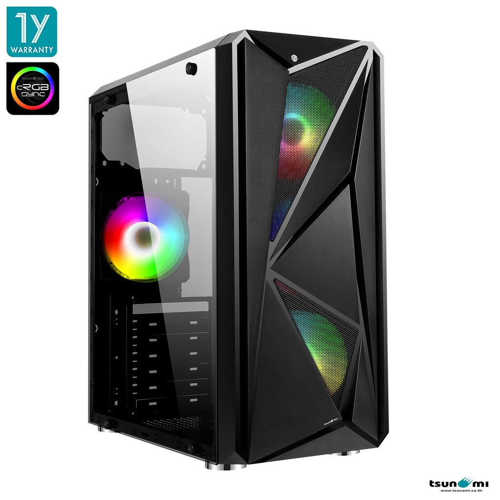 TSUNAMI GALAXY G15 ABLAZE TG ATX CASE BLACK FANx4