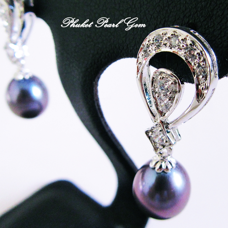 Elegance Drop Pearl Earrings ต่างหูมุกดอกไม้ทรงหยดน้ำ คู่ใหญ่