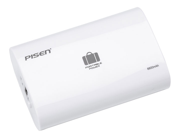 PISEN แบตสำรองแท้ 6,600 mAh พาวเวอร์แบงค์ USB 5V-2A Portable Power รุ่น TS-UC025 ปุ่มสวิตซืเปิด-ปิด ไฟฉาย LED แสดงสถานะพลังงาน เก็บประจุเต็มที่ได้ยาวนาน รูปทรงโค้งมน ขนาดกระทัดรัดจับถนัดกระชับมือ - สีขาว