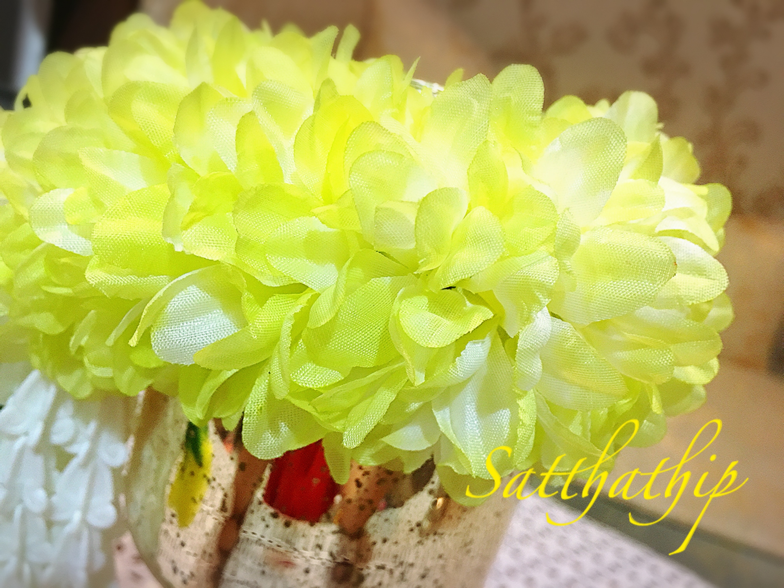 พวงมาลัยผ้า - พวงมาลัยดอกมัม ประดิษฐ์ - พวงมาลัยถวายศาลพระภูมิ - Fabric Garland