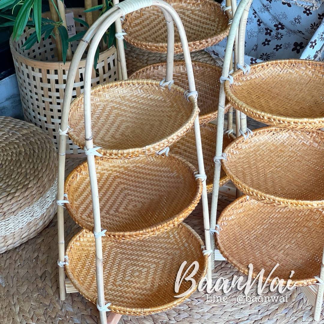 ชั้นวางไม้ไผ่ แบบไล่ระดับ ก้นตื้น