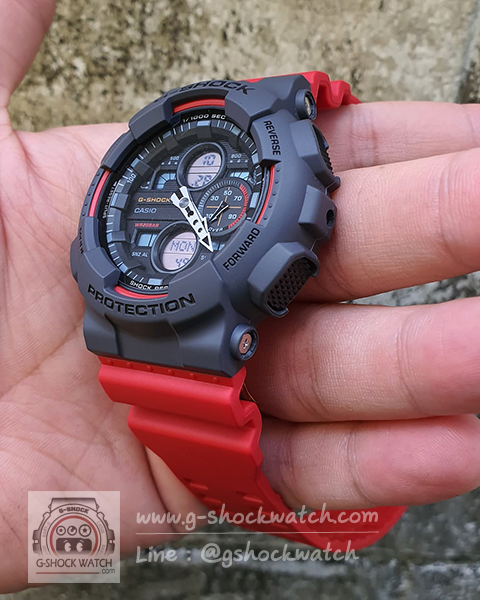 CASIO G-SHOCK นาฬิกาข้อมือ นาฬิกากันน้ำ นาฬิกาของแท้ ประกันศูนย์ CMG 1 ปี รุ่น GA-140-4A ดำ-แดง