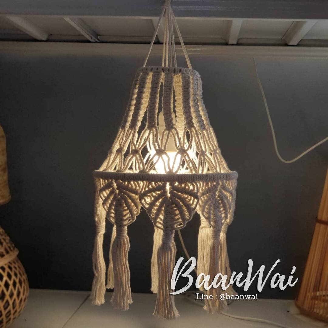 Macrame โคมไฟเชือกCotton โคมไฟเชือกถัก แบบที่5