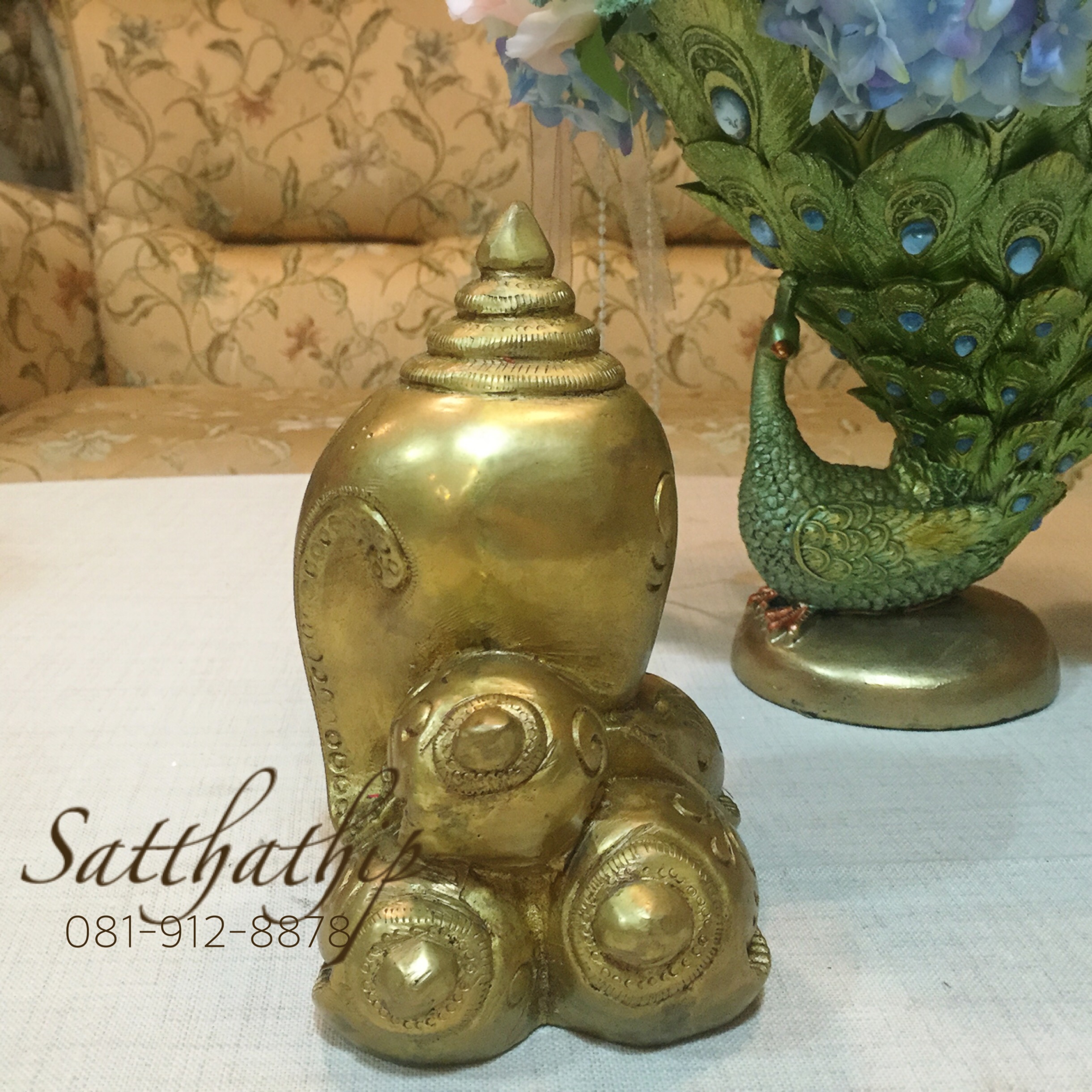พระพิฆเนศ ปางหอย (ทองเหลือง) ผลิตและนำเข้าจากอินเดีย - Ganesha: Lord of Success