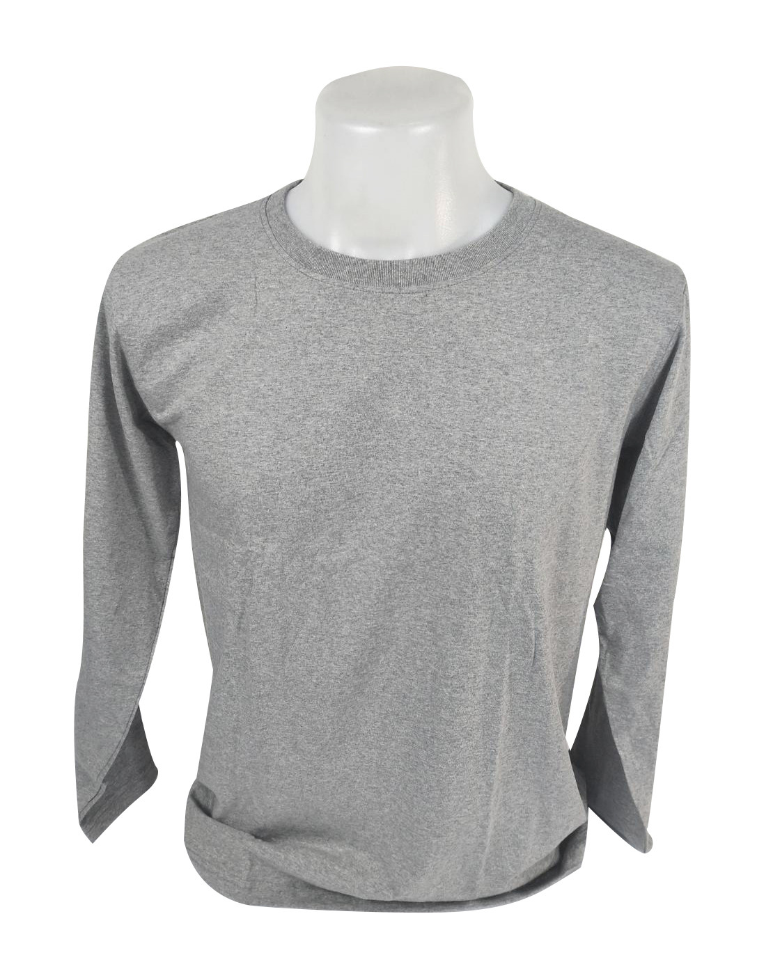 เสื้อยืดคอกลม แขนยาว สีเทาท็อปดราย ปลายแขนปล่อย