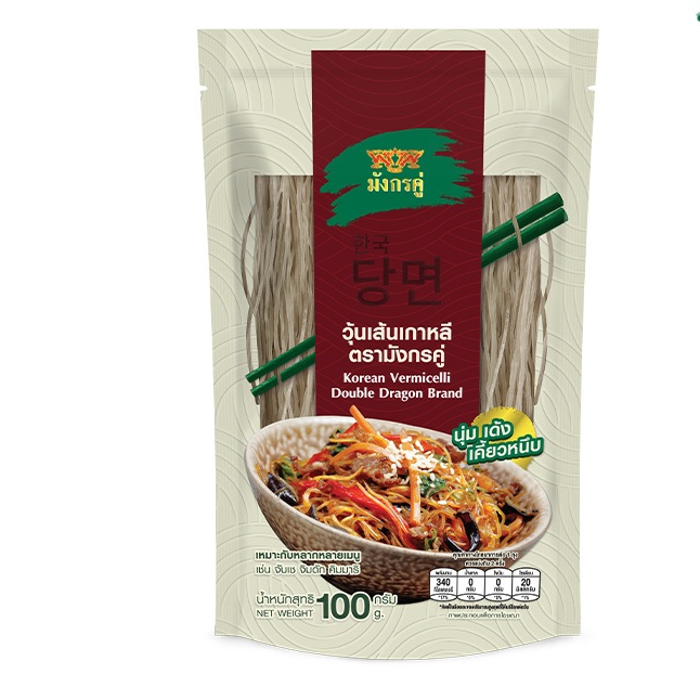 วุ้นเส้นแห้งเกาหลี ตรา กิเลนคู่ 100 กรัม Korean Vermicelli Double Kirin Brand 100 g. (05-9087)