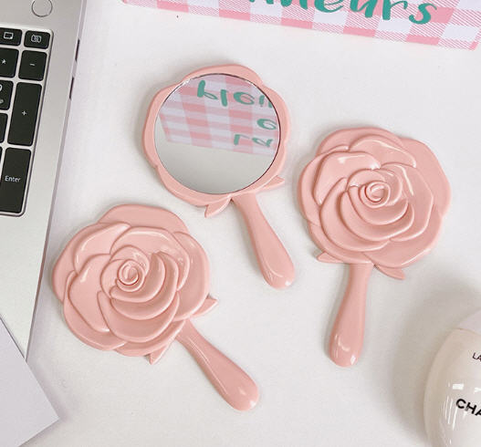 กระจก,กระจกด้ามจับ,กระจกรูปดอกไม้