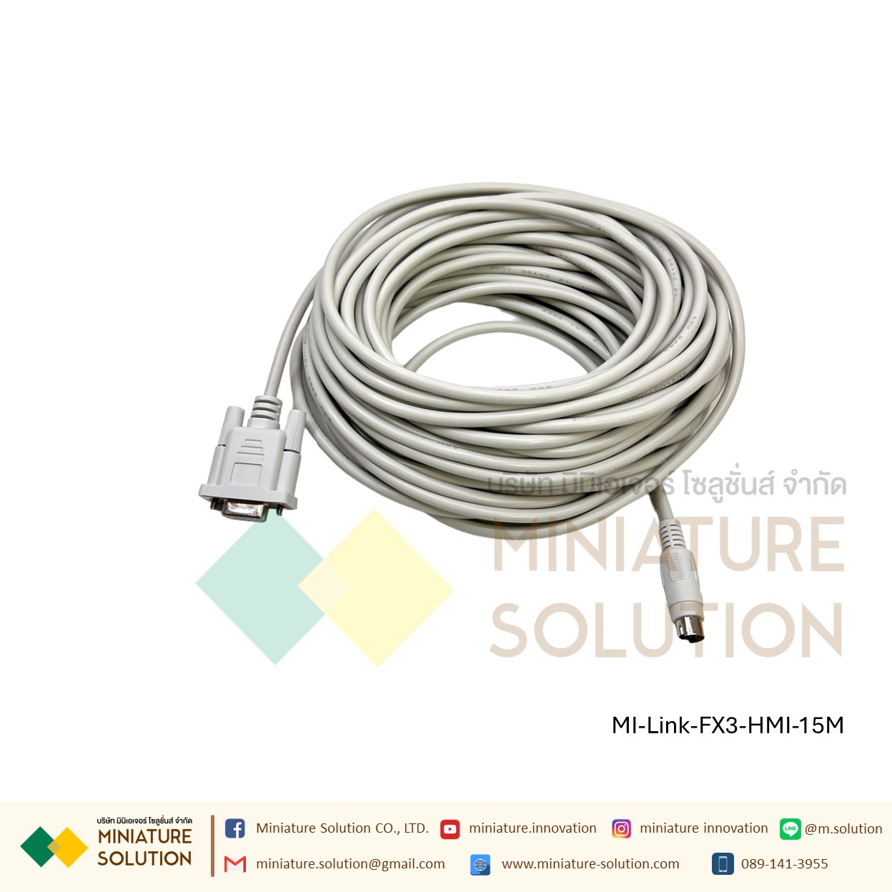 FX CABLE 10 เมตร SC-11 สายสื่อสารระหว่าง PLC (Programmable Logic Controller) และหน้าจอทัชสกรีน ใช้เชื่อมต่อระหว่างหน้าจอ (หัวกลม+DB9)