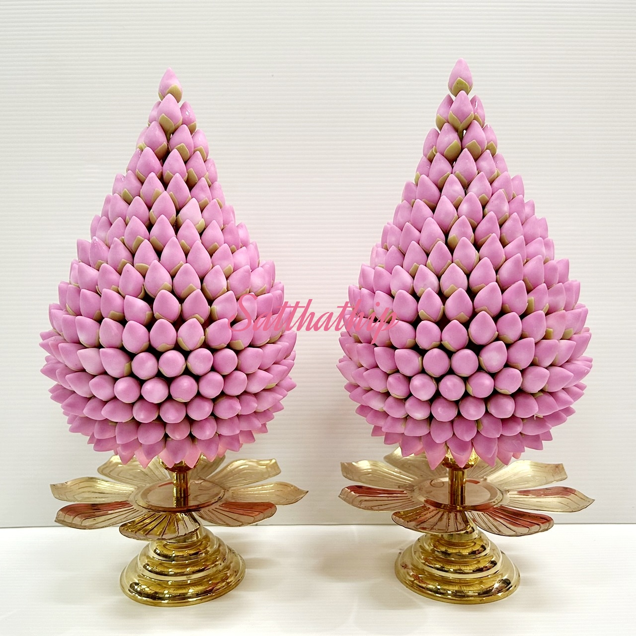พานพุ่มดอกบัว ประดิษฐ์จากดิน [5 นิ้ว 2900 บาท/คู่]