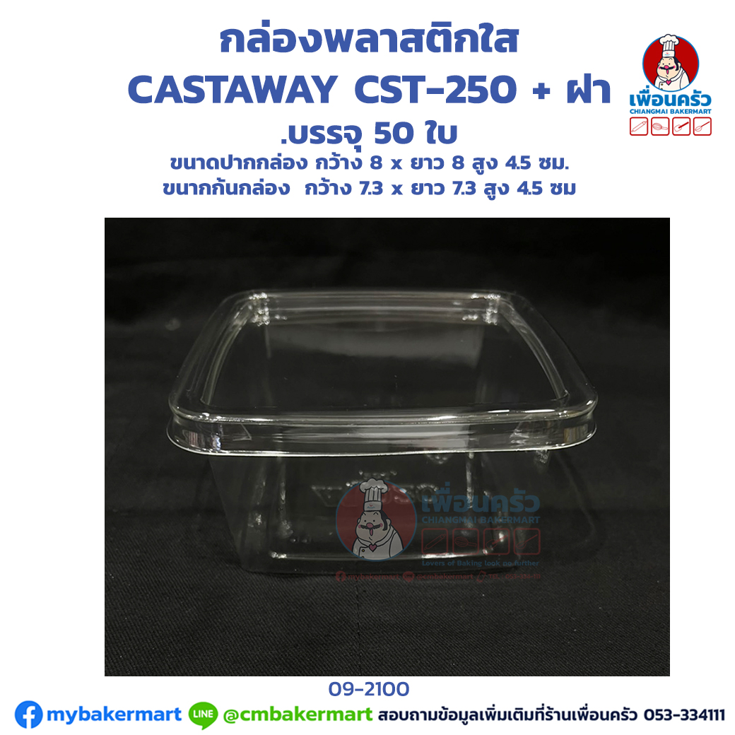 (ยกลัง) กล่องพลาสติกใส CASTAWAY CST-250 + ฝา บรรจุ 50 ใบ x 8 ห่อ (09-2100-11)