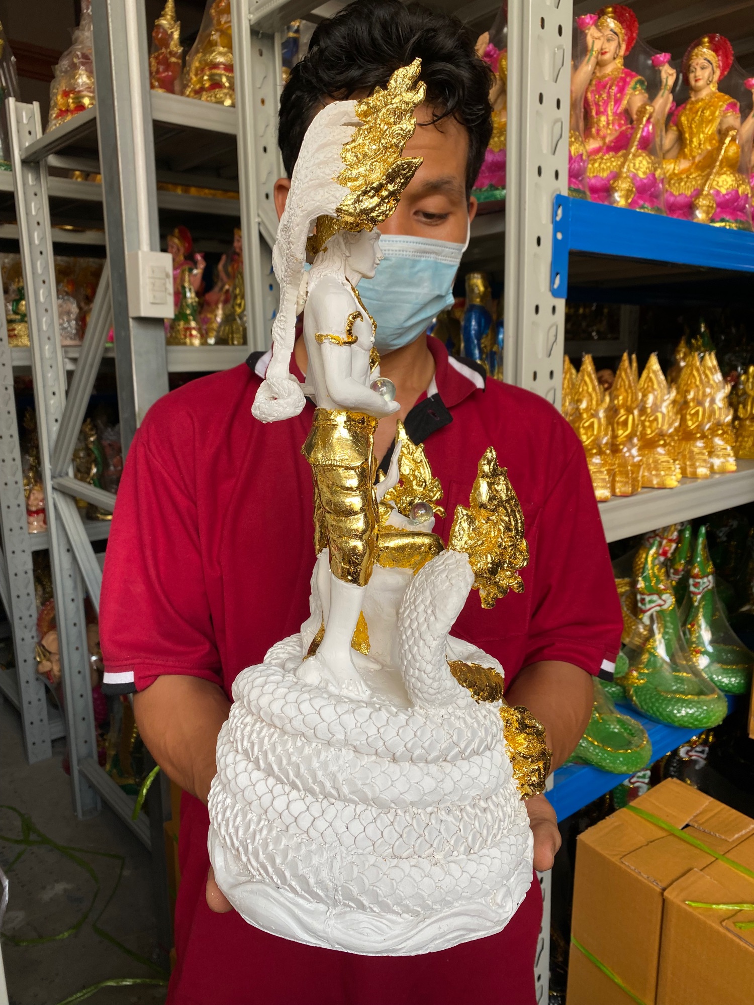 ปู่ศรีสุทโธย่าศรีประทุมมา ปู่ย่าสูง19นิ้ว ปิดทองเค