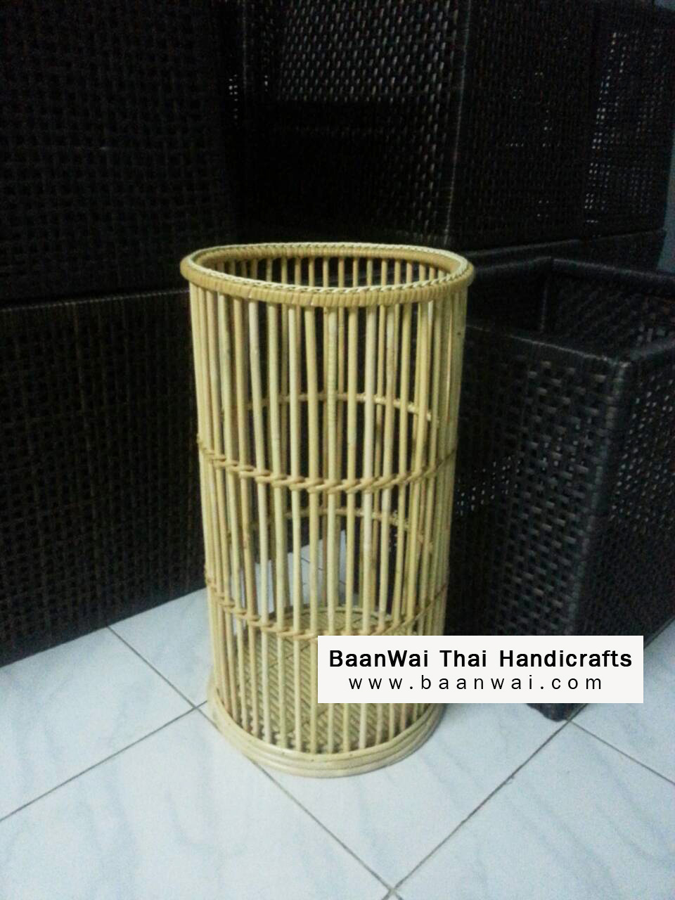 ตะกร้าใส่ร่ม ตะกร้าหวายใส่ร่ม ทรงกลม