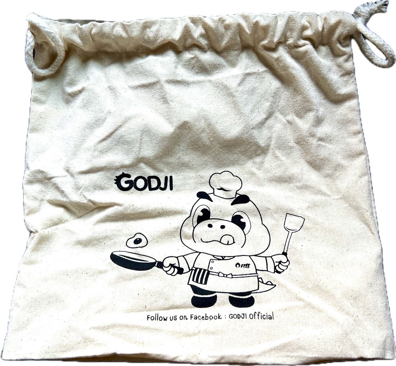 กล่องข้าว Godji Eco Lunch Box รักษ์โลก ผลิตจากวัสดุธรรมชาติ + ถุงผ้าดิบ ก็อตจิ ลายเดียวกัน