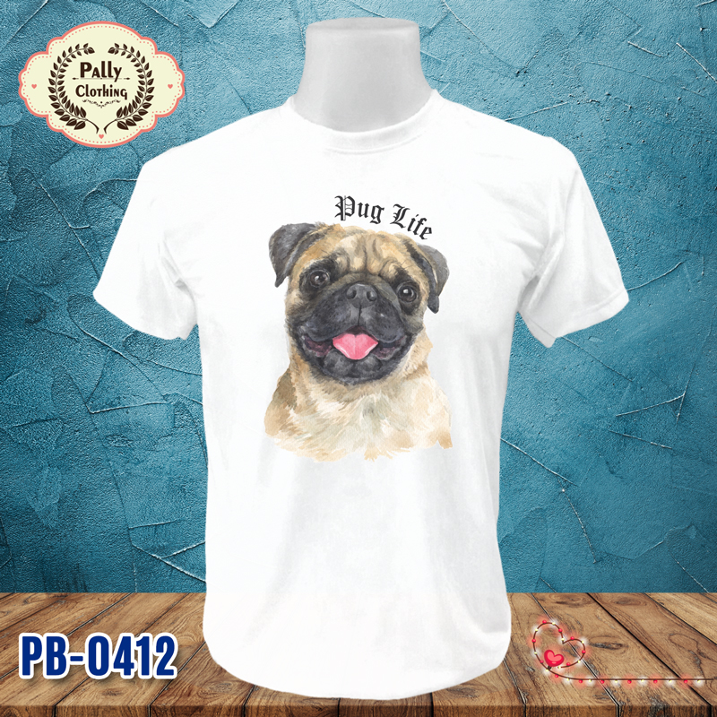 เสื้อยืดลายหมาแมว PB-0412 ลายปั๊ก