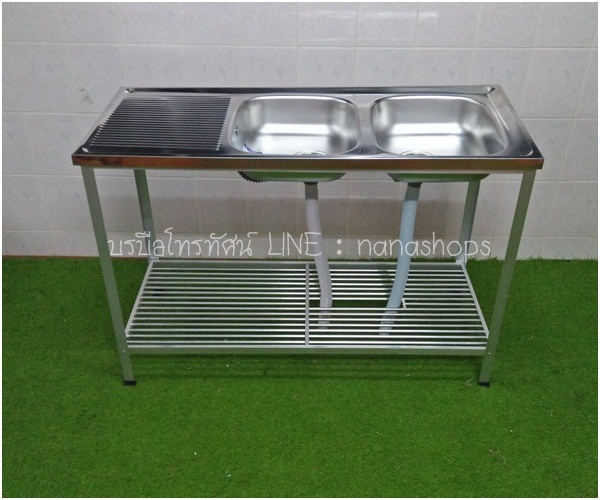 อ่างล้างจานสแตนเลสมีขาตั้งมีข้าง ซิ้งเพชร2หลุม ชาลาวัน-222🧚♂️🧚♂️ฐานข้อมูล🧚♂️🧚♂️