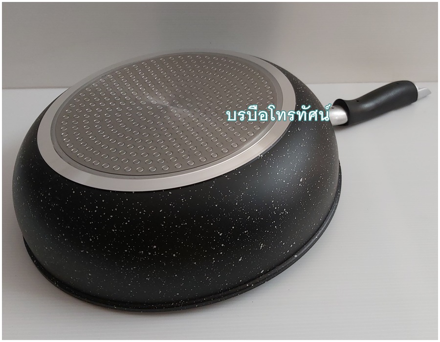 กระทะด้าม ใช้กับเตาถ่านเตาแก๊ส (กระทะเคลือบหินอ่อนทรงลึก ใช้กับเตาไฟฟ้าได้) สำหรับใช้ในบ้านและร้านอาหาร กะทะ