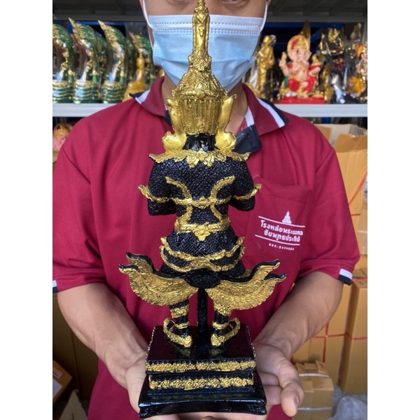 ท้าวเวสสุวรรณ ผสมมวลสารนิลดำทั้งองค์ สูง15นิ้ว เนื้อนิลเเท้