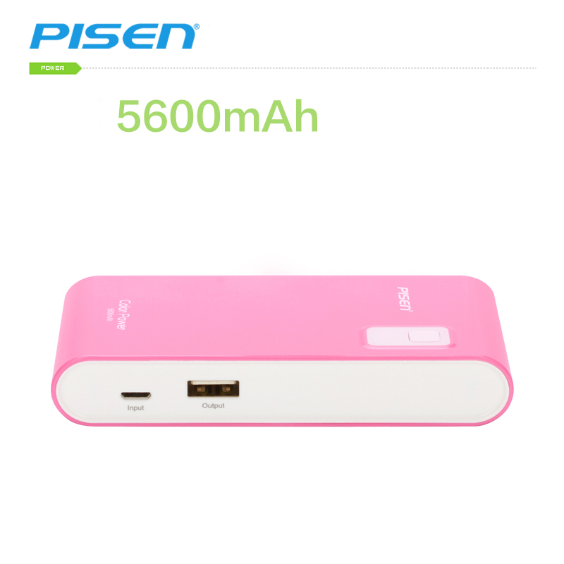 PISEN แบตสำรองแท้ 5,600 mAh พาวเวอร์แบงค์ Color Power รุ่น TS-D146 สวิตซ์ไฟ LED เก็บประจุเต็มที่ได้ยาวนาน USB 5V-2A รูปทรงขนาดกระทัดรัดจับถนัดกระชับมือ พกพาสะดวก – สีชมพู