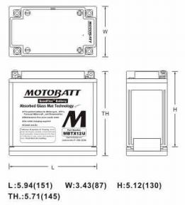 แบตเตอรี่ Motobatt รุ่น MBTX12U