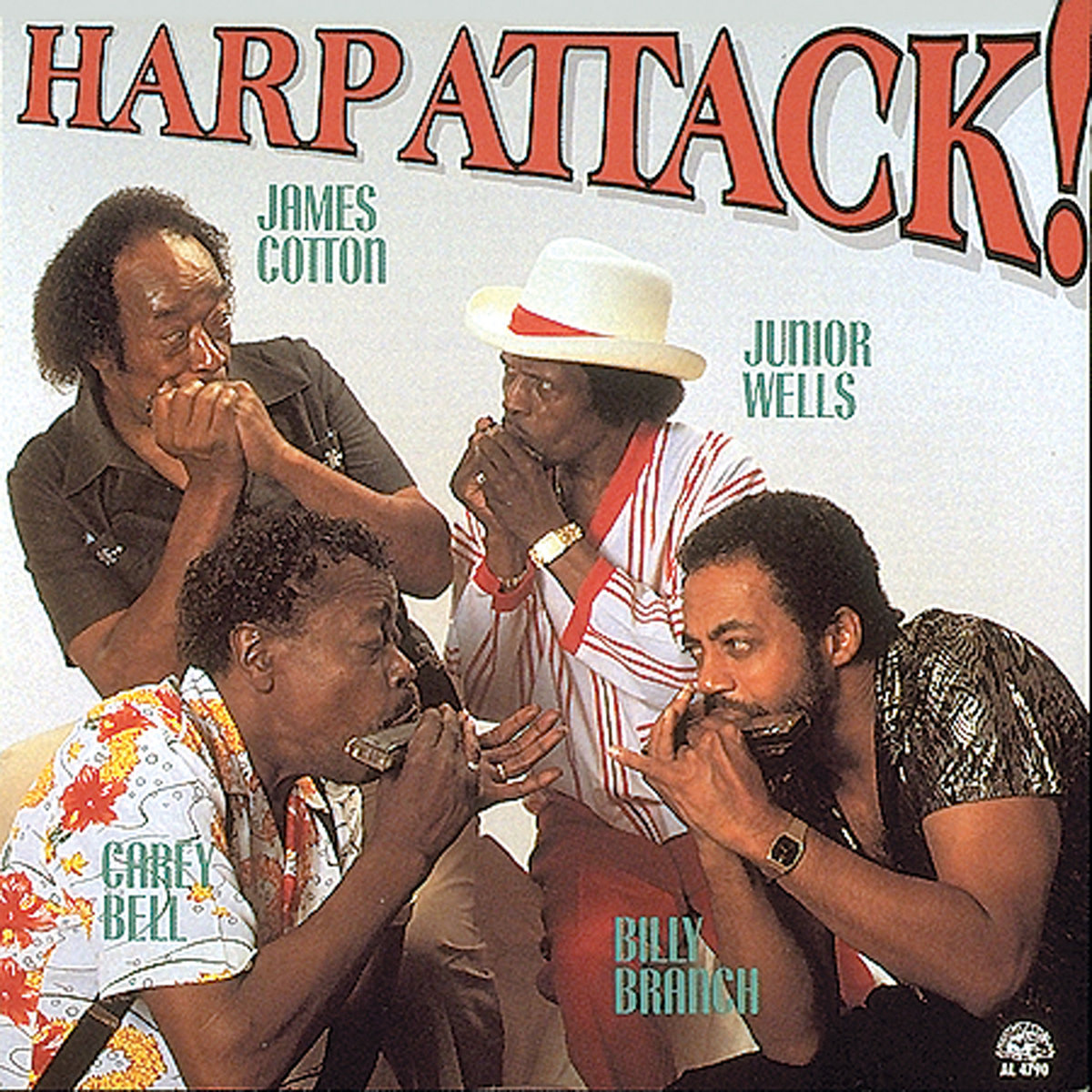 James Cotton, Junior Wells, Carey Bell, Billy Branch – Harp Attack! / ไม่ระบุ / ปกมีคราบเก่าเก็บ / แผ่นโปรโม / แผ่นดี