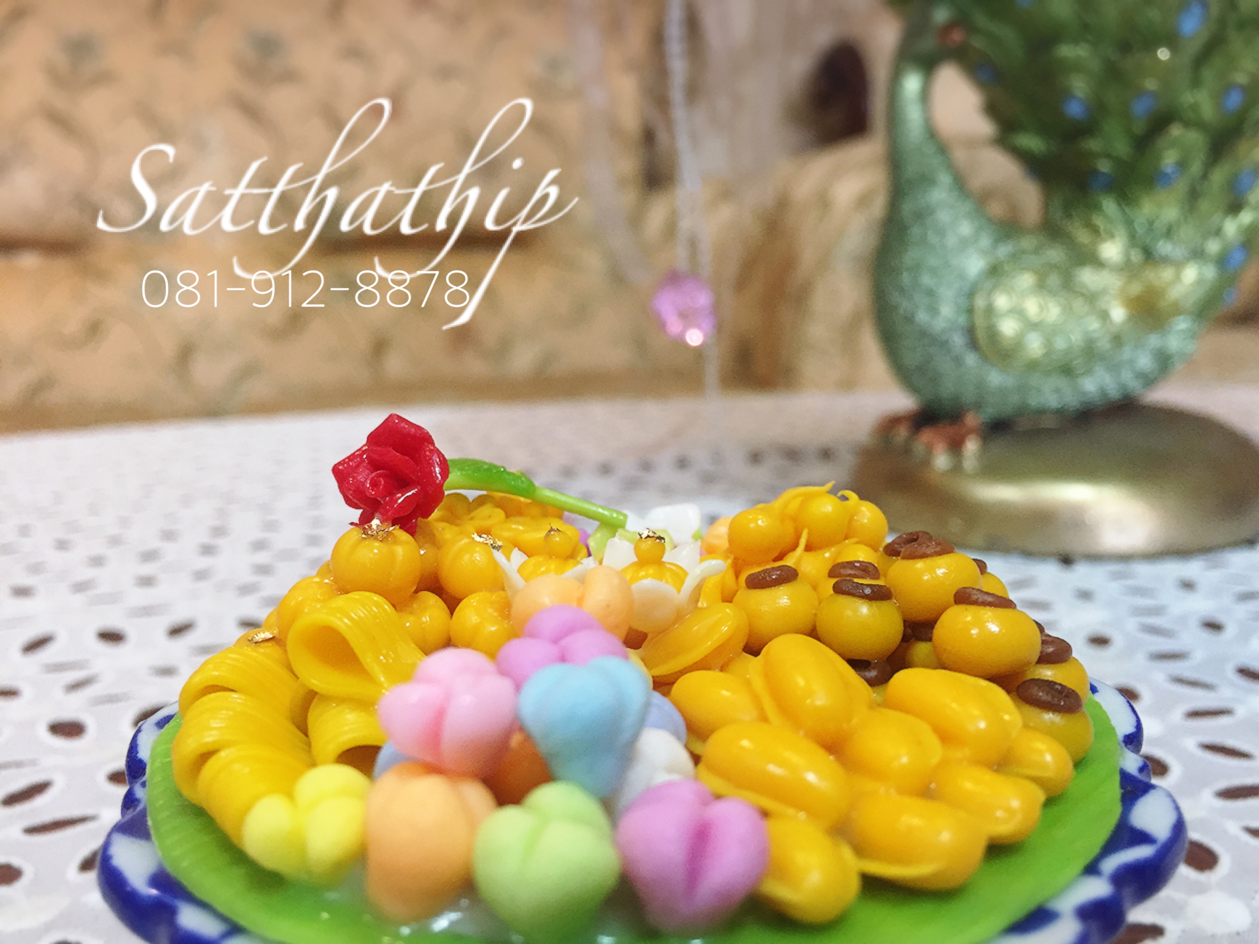 พานโมเดลขนมไทย ประดิษฐ์จากดิน - พานขนมมงคล ประดิษฐ์จากดิน - พานขนมไทย ดินปั้น