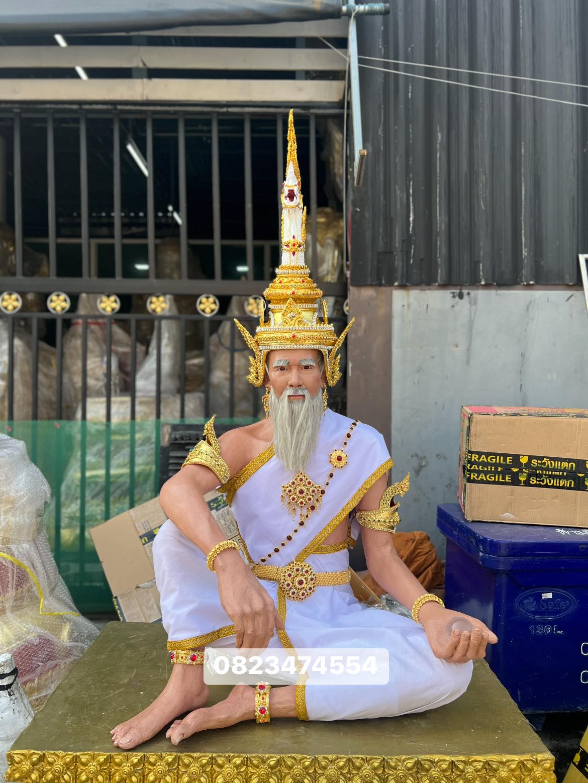 ฤาษีนาคราช ถือไม้เท้าพญานาค หน้าตัก30นิ้ว พ่อเเก่ ฤาษีขนาดเท่าองค์จริง