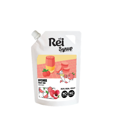 เรย์ ลิ้นจี่ ฟรุ๊ตมิกซ์ Rei Syrup Lychee Fruit Mix 450 ml. (05-9354)