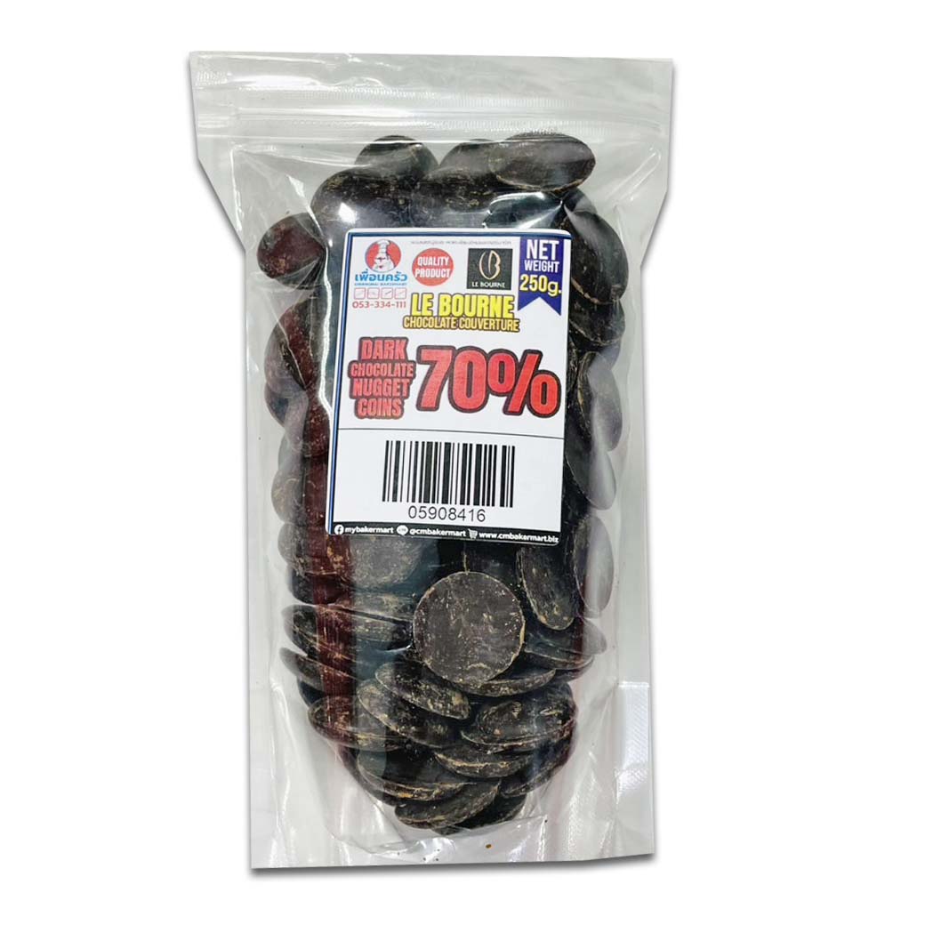 Le Bourne Dark Chocolate Couverture Nuggets (Coins) 70 % 250 g. (05-9084-16)