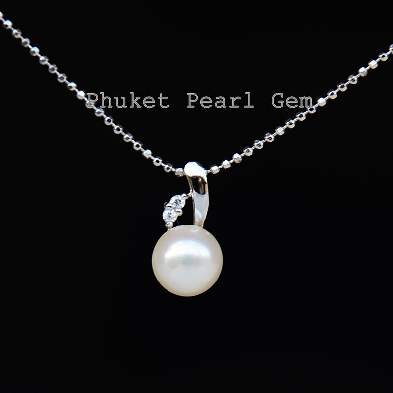 Single Pearl Sterling Silver Pendant