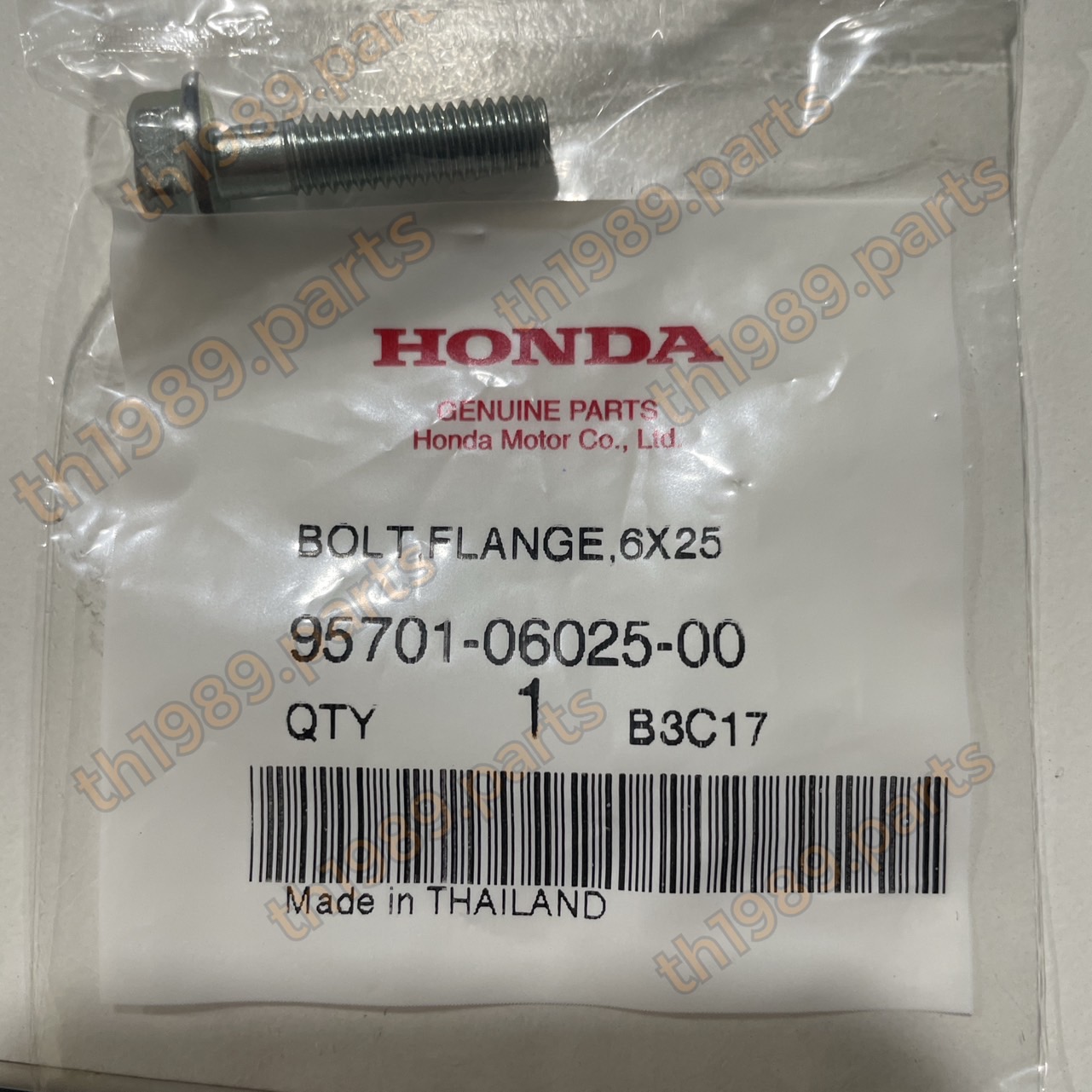 95701-06025-00 โบลต์หน้าแปลน, 6x25 อะไหล่แท้ HONDA