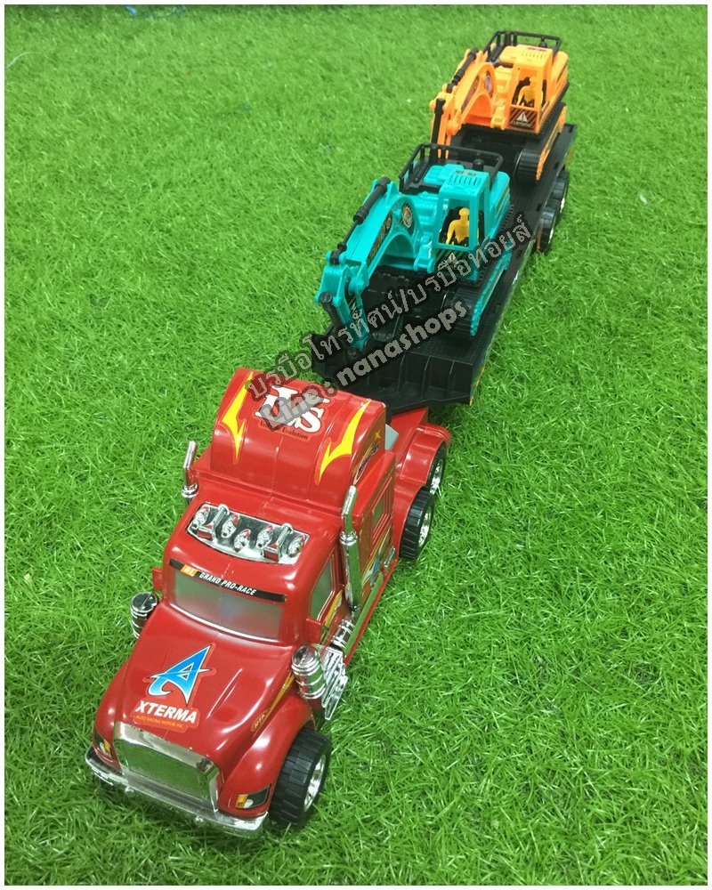 รถเทเลอร์พ่วงแม็คโคร(ก่อสร้าง)2คัน รถดั้ม โม่ปูน รถขนรถ รถพ่วง