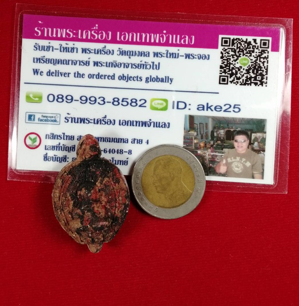 พญาเต่าเลือน(2) หลังพระปิดตาภควัมปติ รุ่น ขุมทรัพย์เขาอ้อ อาจารย์เปลี่ยน หัทยานนท์ เนื้อก้นครก ปี 2559