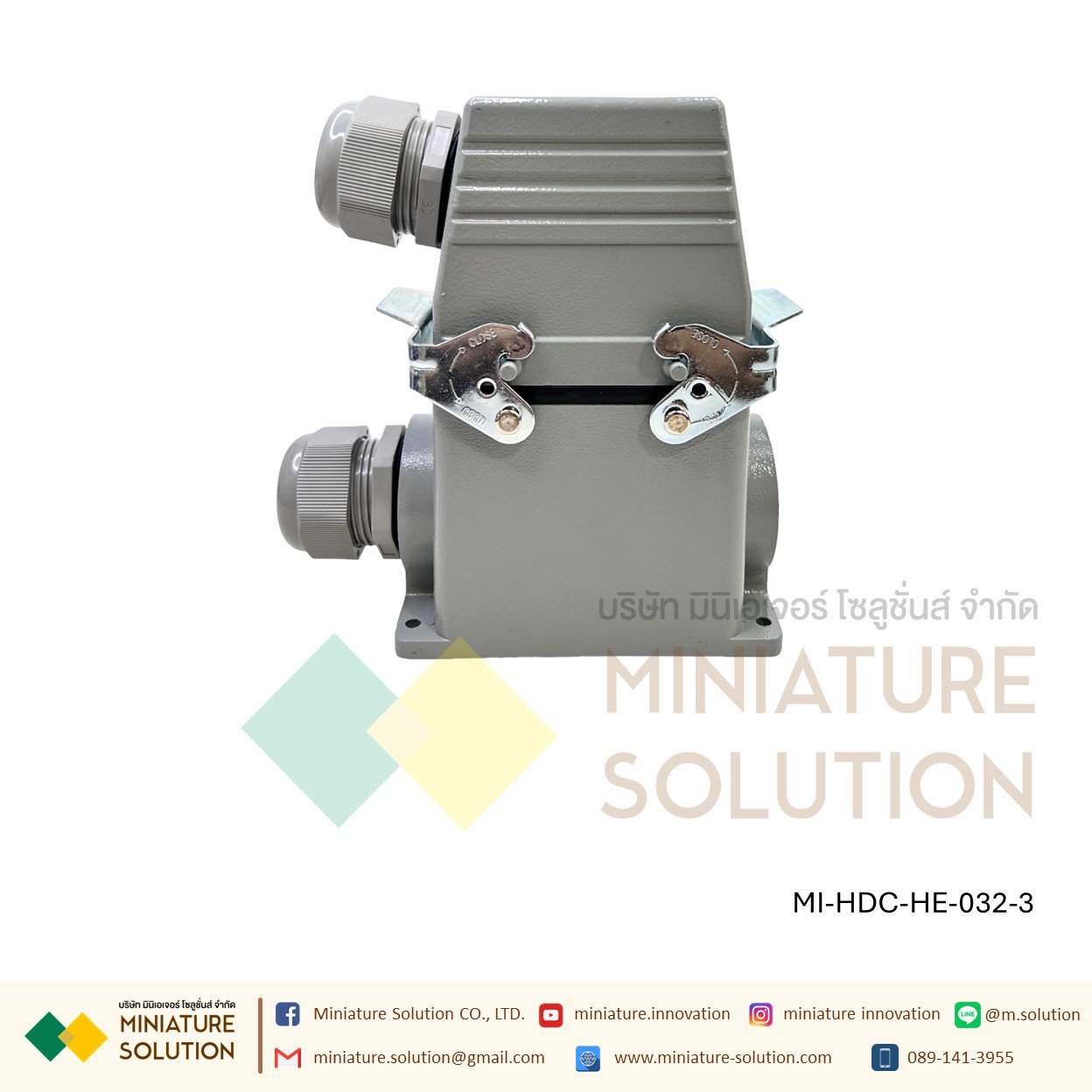 ปลั๊กเชื่อมต่อใช้สำหรับงานหนัก Heavy Duty Connectors Power แบบขันสกรู16A 500V HDC-HE-4/6/10/16/20/24/32/48 3 ช่อง