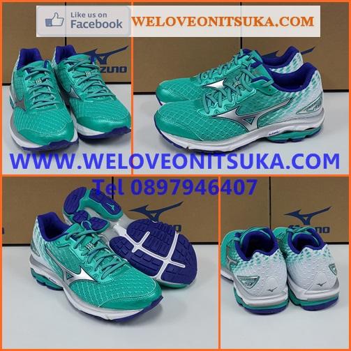 รองเท้าวิ่ง Mizuno Wave Rider19 สีเขียวไล่ขาว รุ่นยอดนิยม สีสวยโดดเด่น ชัดเจน หนานุ่ม รองรับแรงกระแทกอย่างดี ลวดลายสวยงาม J1GD160604