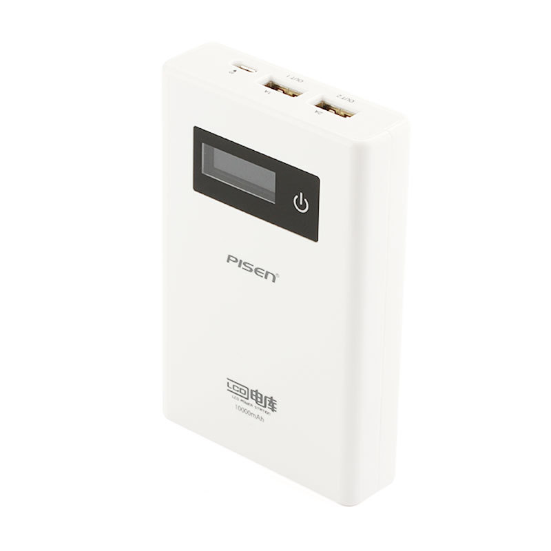 PISEN แบตสำรองแท้ 10,000 mAh พาวเวอร์แบงค์ LCD Power Station รุ่น TS-D111 จอ LCD แสดงผล ชาร์จเร็ว 2.4A สวิตซ์ทัชกรีน Dual USB คู่ 5V-2A เก็บประจุเต็มที่ได้ยาวนาน พกพาสะดวก ฟรี!! สาย Micro USB - สีขาว